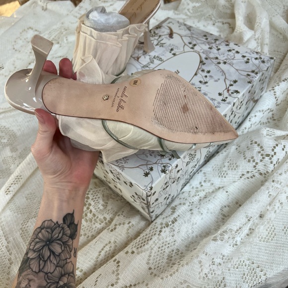 Nicola Bathie x Antonio Melani Sophia chiffon velvet bow dress mules - Sz 8 - Picture 9 of 16